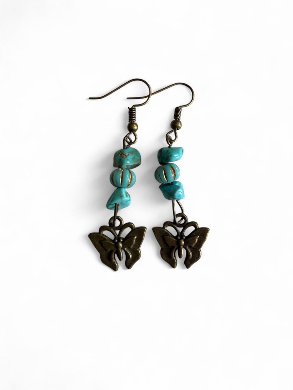 Handmade Turquoise Butterfly Dangle Earrings
